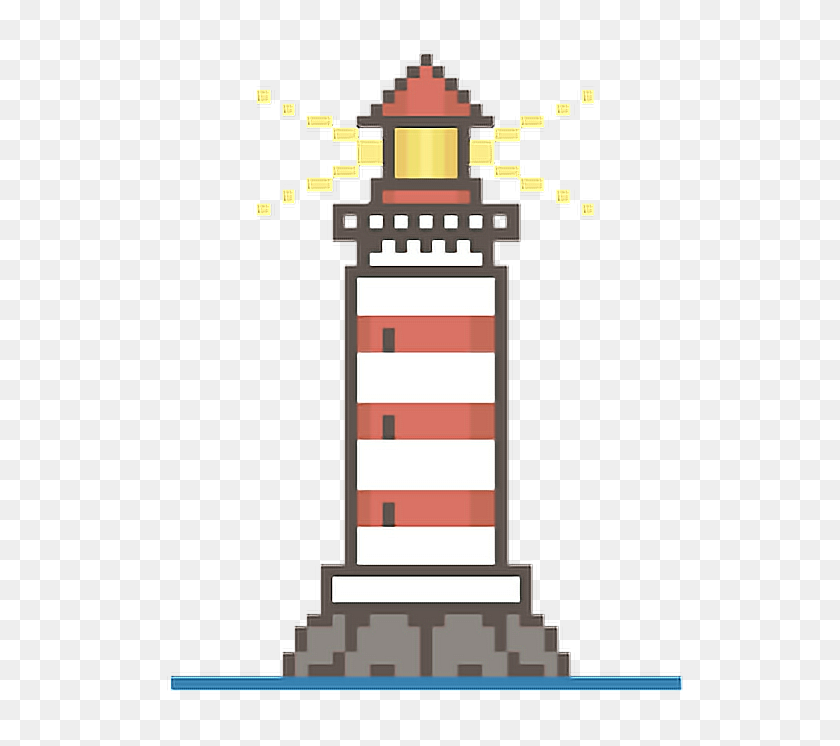 550x686 Pixelart Pixel Lighthouse Pixels Light Cute Sea - Lighthouse Clipart PNG