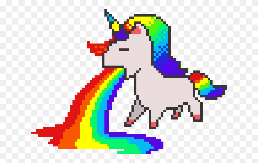 640x472 Pixelart Sticker Unicorn Pixel Cute Rainbow Puke - Puke Clipart