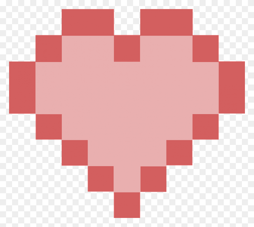 811x720 Pixelated Heart Png Png Image - Pink Heart PNG