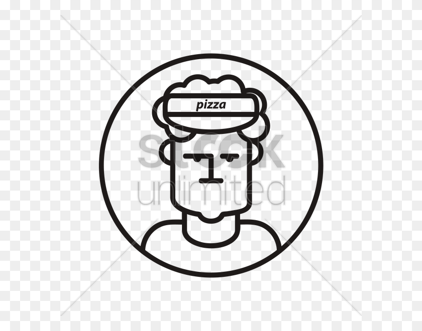 600x600 Векторное Изображение Разносчика Пиццы - Черно-Белый Клипарт Для Пиццы