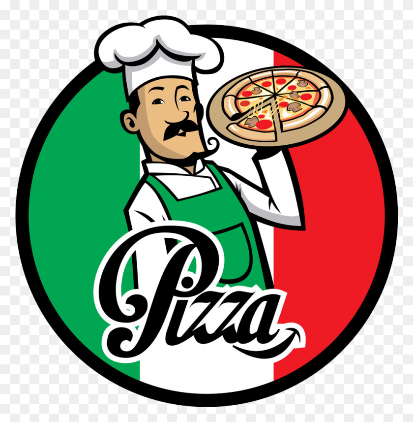 927x948 Доставка Пиццы От Шеф-Повара Итальянской Кухни - Pizza Chef Clipart