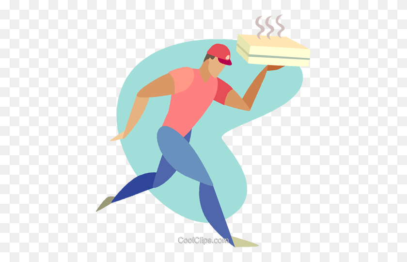 443x480 Pizza Delivery Man Royalty Free Vector Clip Art Illustration - Pizza Man Clipart