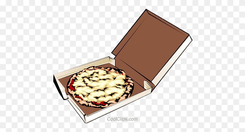 480x393 Pizza In A Box Royalty Free Vector Clip Art Illustration - Snack Clipart