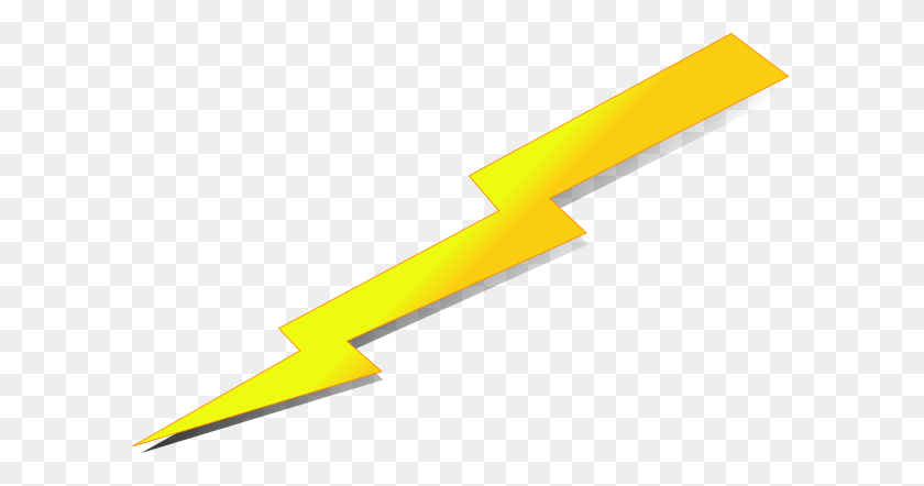 600x382 Plain Lightning Bolt With Shadow Clip Art - Lightning Bolt Clipart Transparent