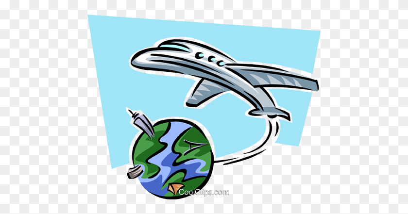 480x381 Plane Leaving Planet Earth Royalty Free Vector Clip Art - Earth Clipart PNG