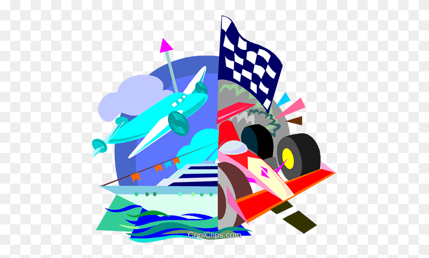 480x446 Plane, Racing Cars Royalty Free Vector Clip Art Illustration - Checkered Flag Clip Art