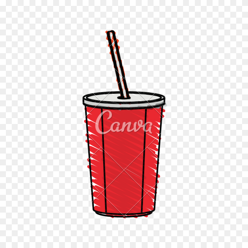 800x800 Plastic Soda Disposable Cup With Lid And Straw - Soda Cup PNG