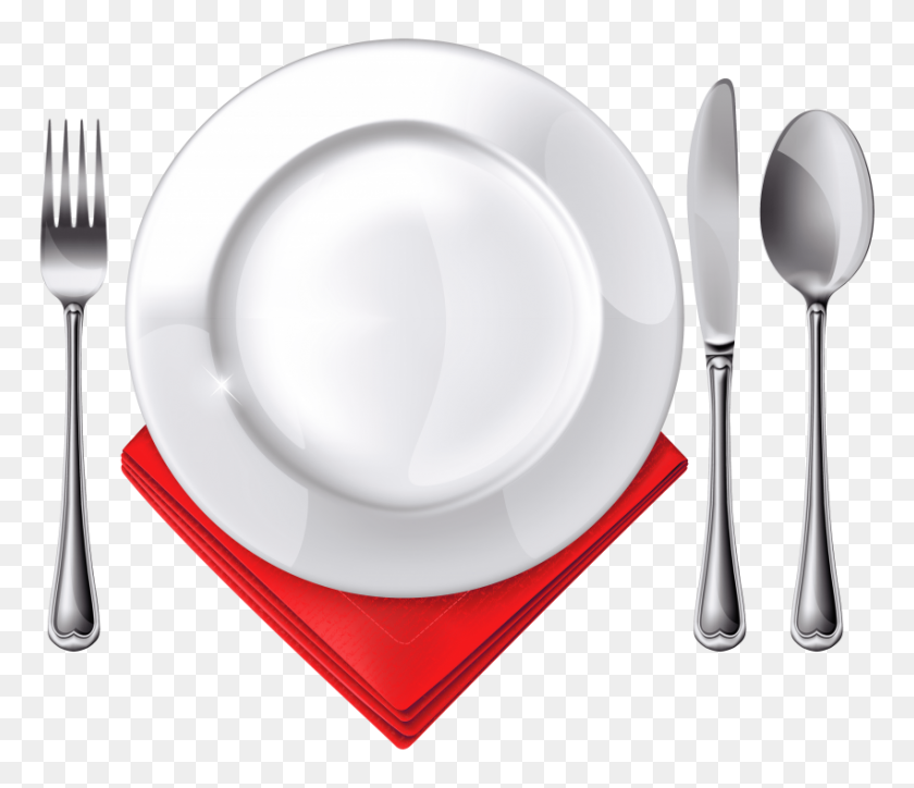 850x724 Plate Spoon Knife Fork And Red Napkin Png - Plates PNG
