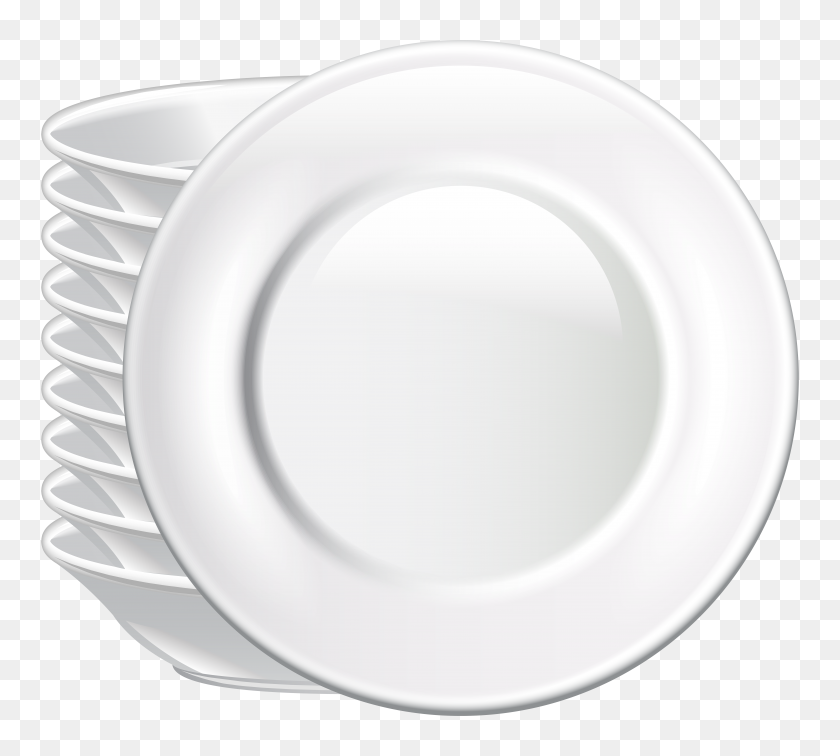 8000x7141 Plates Png Clip Art - Plate Clipart Black And White