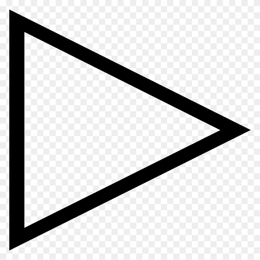 980x982 Play Right Arrow Triangle Outline Png Icon Free Download - Triangle Outline PNG