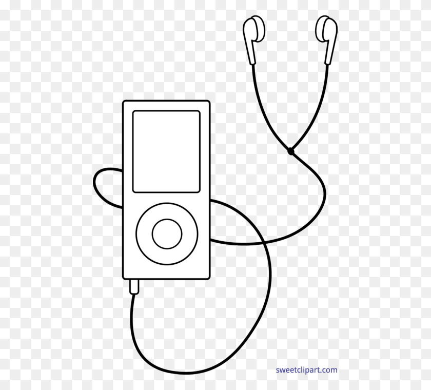477x700 Reproductor Lineart Clipart - Mp3 Player Clipart