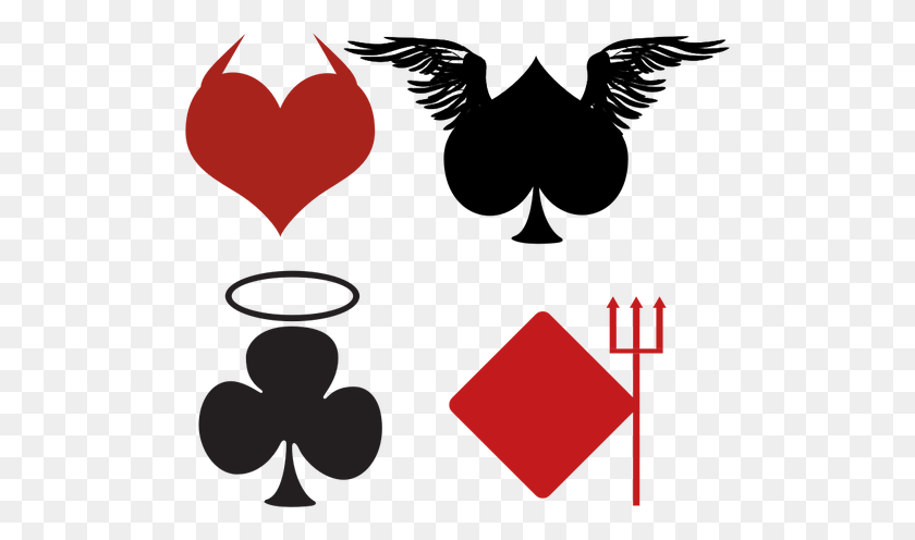 500x436 Знаки Игральных Карт Ангельские И Дьявольские Векторные Иллюстрации - Покерные Карты Клипарт