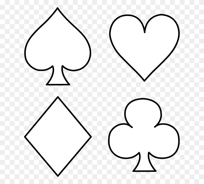 641x700 Playing Card Suits Lineart Clip Art - Card Suits Clipart