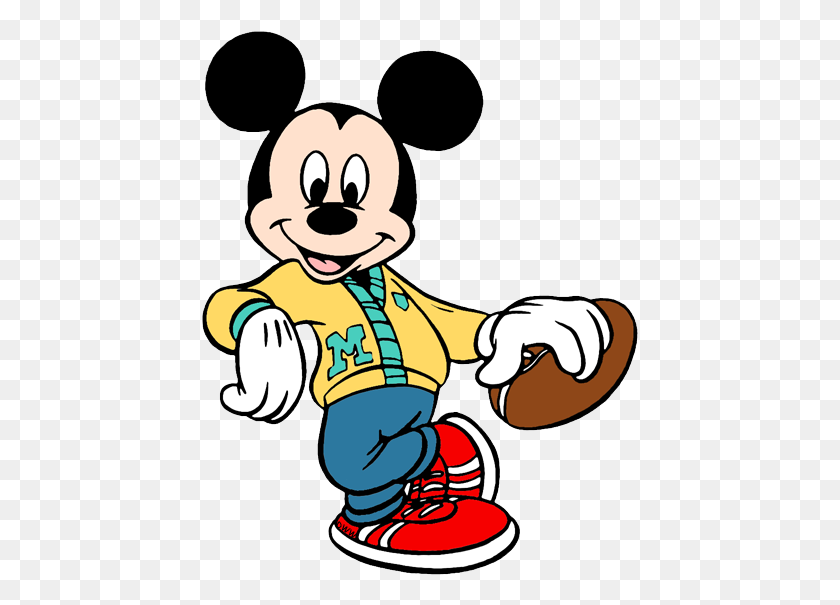 437x545 Playing Football - Mickey Mouse PNG