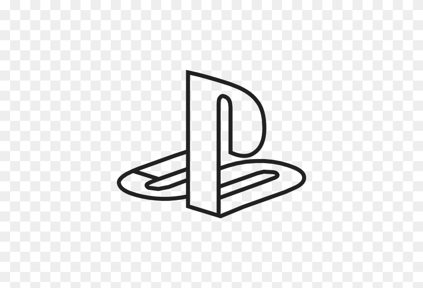 512x512 Значок Playstation Без Логотипов Социальных Сетей Ii, Линейный Черный - Логотип Playstation В Формате Png