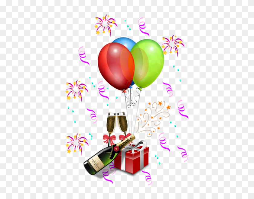 446x600 Png Воздушные Шары День Рождения, День Рождения - Бесплатный Клипарт С Новым Годом