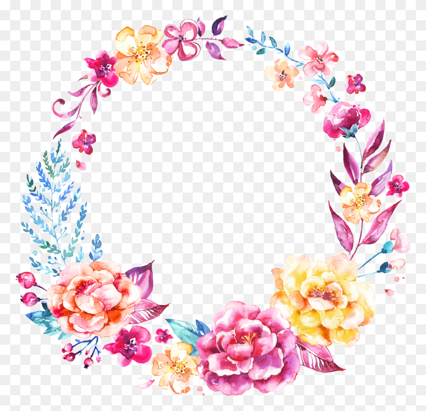 1024x986 Png Hand Painted Watercolor Wreath Flower Free Png Download - Watercolor Wreath PNG
