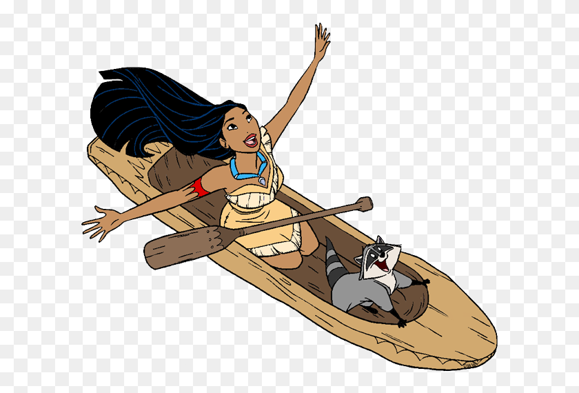 608x510 Pocahontas, Friends And Family Clip Art Disney Clip Art Galore - Canoe Clipart