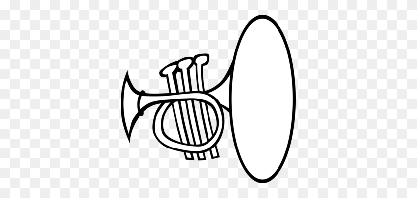 353x340 Trompeta De Bolsillo, Instrumentos De Viento, Música, Banda De Marcha Gratis - Imágenes Prediseñadas De Banda De Marcha En Blanco Y Negro