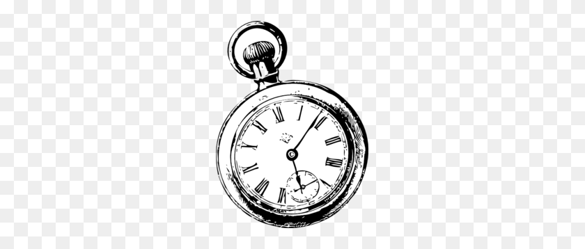219x298 Pocket Watch Sketch Clip Art - Watch Clipart Black And White