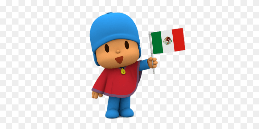 640x360 Pocoyo Holding Mexican Flag Transparent Png - Mexican Flag PNG