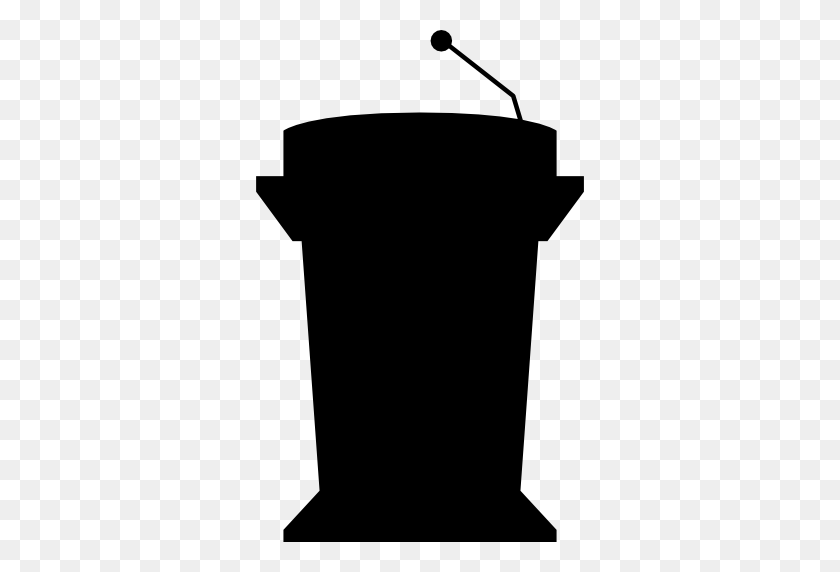 512x512 Podium Silhouette With Microphone For Presentation - Podium PNG