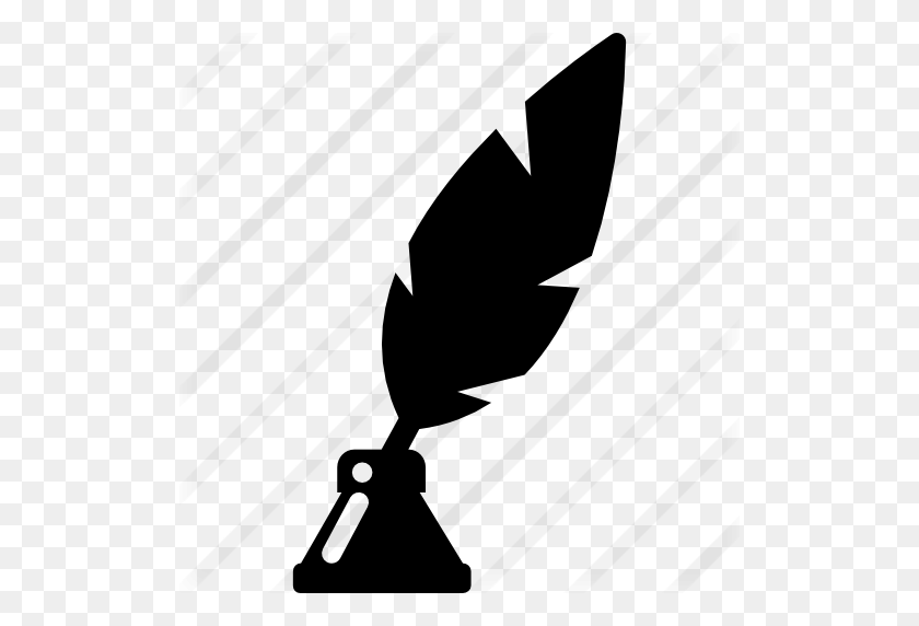 512x512 Poetry Symbol Of A Feather In Ink Container - Feather Silhouette PNG