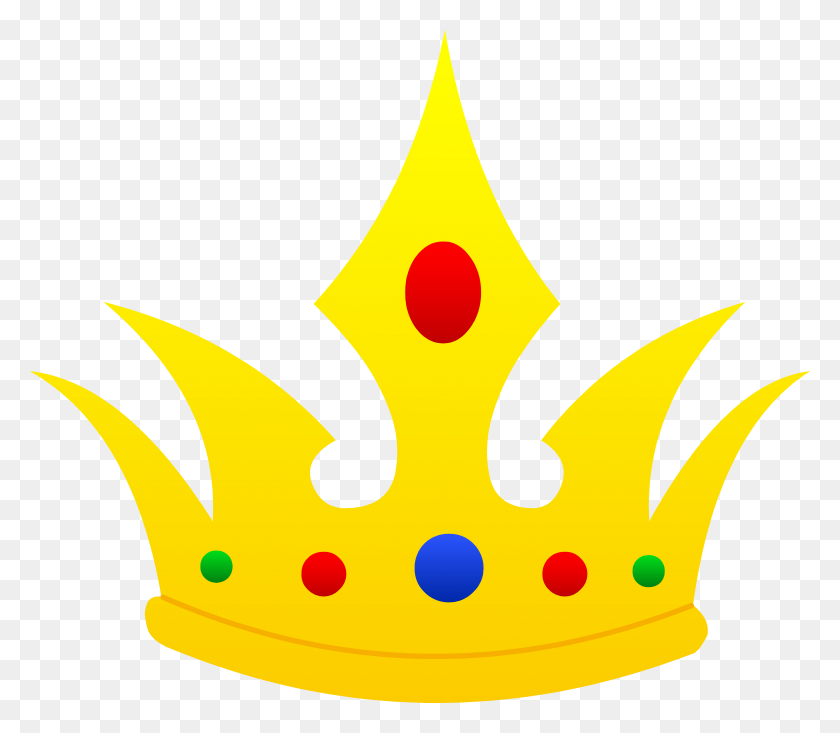 6203x5360 Pointed Golden Crown Design - Monarchy Clipart