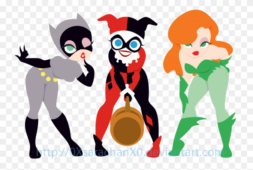 900x582 Poison Ivy Harley Quinn Catwoman Batman Gotham City Sirens - Gotham City Clipart