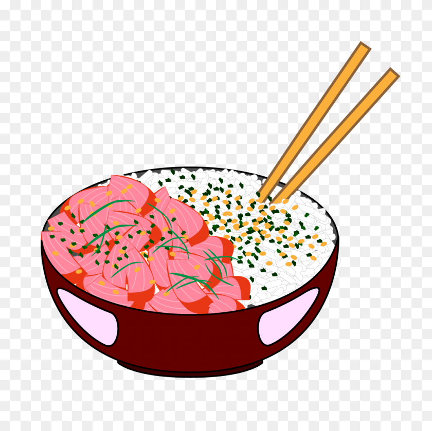 1000x1000 Poke Bowl And Rice Illustrator Графическая Гавайская Графика - Чаша Риса Клипарт