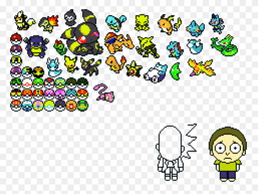 2390x1750 Pokemon And Rick And Morty Pixel Art Maker - Rick And Morty PNG