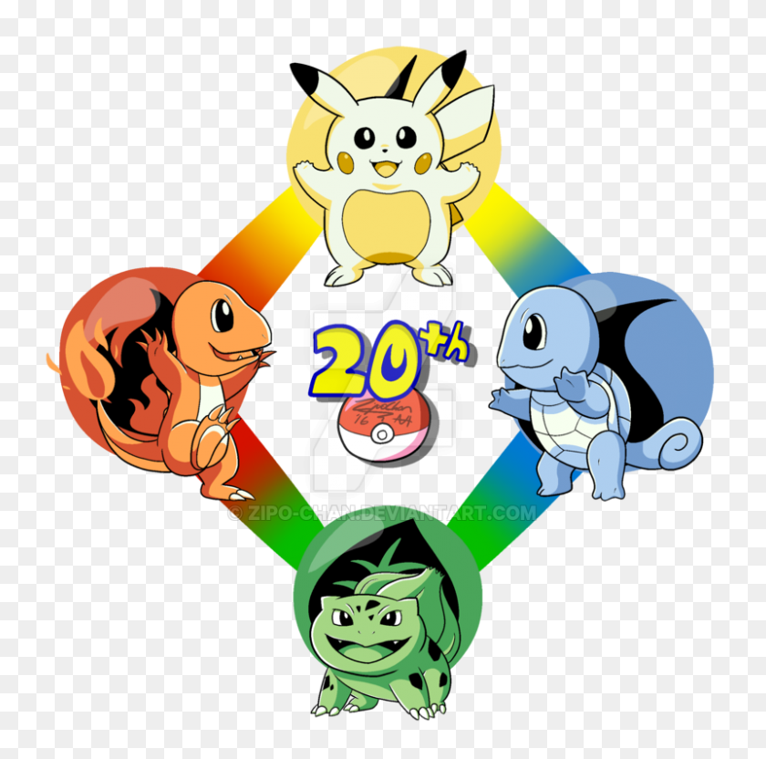 800x792 Dibujo Del Aniversario De Pokémon - Imágenes Prediseñadas Del Vigésimo Aniversario