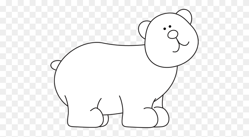 500x403 Белый Медведь Картинки Графика - Белый Медведь Черно-Белый Клипарт