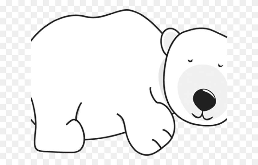 640x480 Белый Медведь Клипарт, Чтение Книги - Белый Медведь Клипарт Черный И Белый