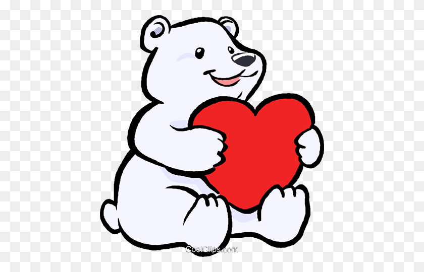 444x480 Белый Медведь С Сердцем Клипарт Иллюстрации Векторных - Клипарт