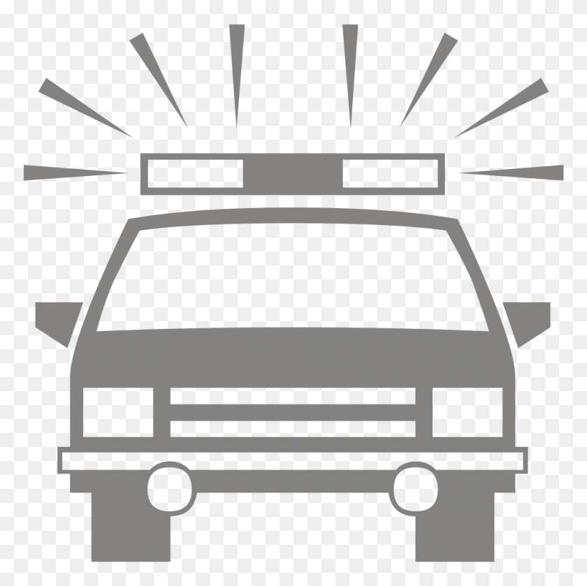 1000x1000 Police Car Silhouette - Police Car Clipart Black And White