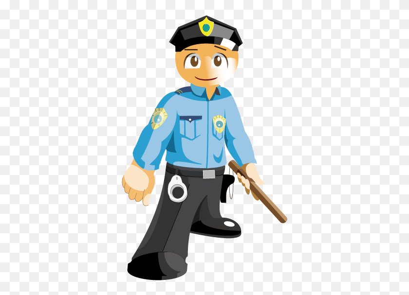 341x547 La Policía De Dibujos Animados De Guardia De Seguridad De La Carrera - Guardia De Seguridad De Imágenes Prediseñadas