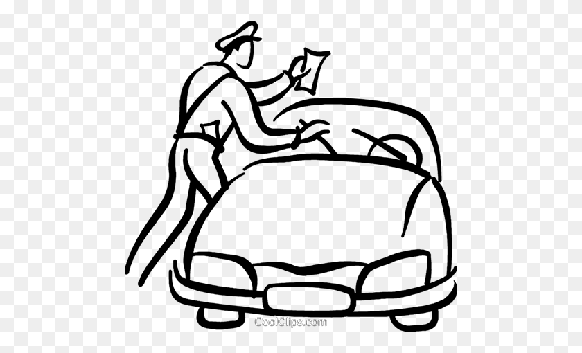 480x450 Police Officer Giving A Parking Ticket Royalty Free Vector Clip - Police Officer Clipart Black And White