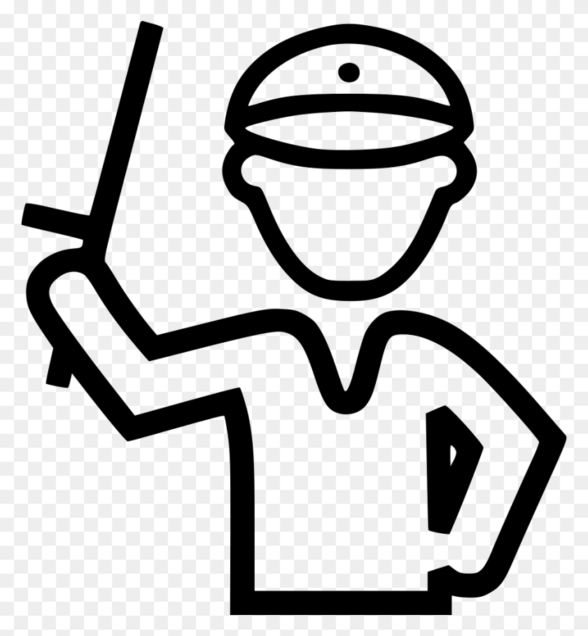 900x980 Policeman Holding Stick Png Icon Free Download - Policeman PNG
