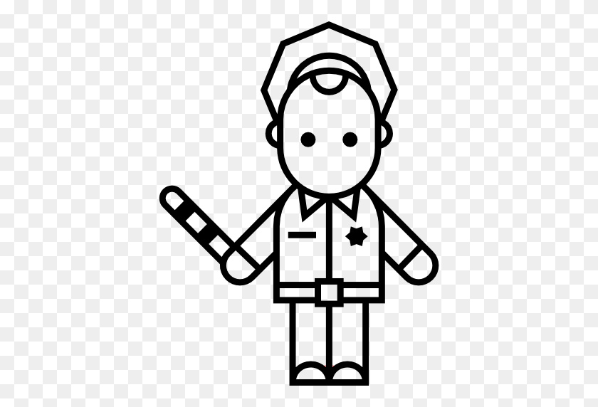 512x512 Policeman With Stick - Policeman Clipart Black And White