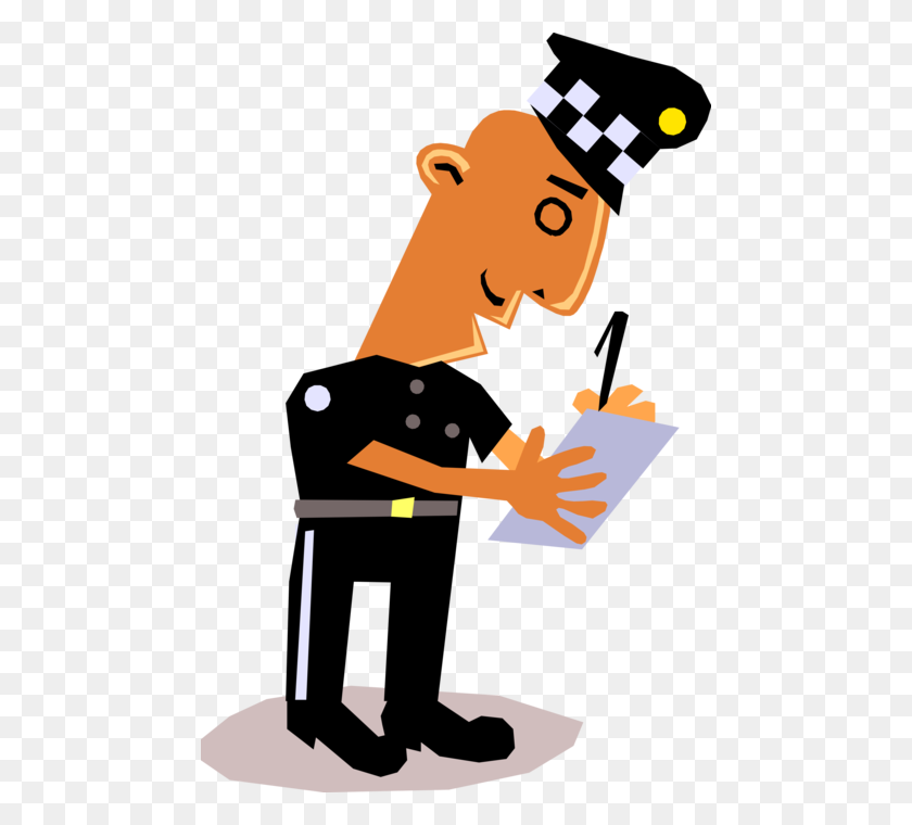 470x700 Полицейский Выписывает Дорожный Билет - Клипарт С Превышением Скорости