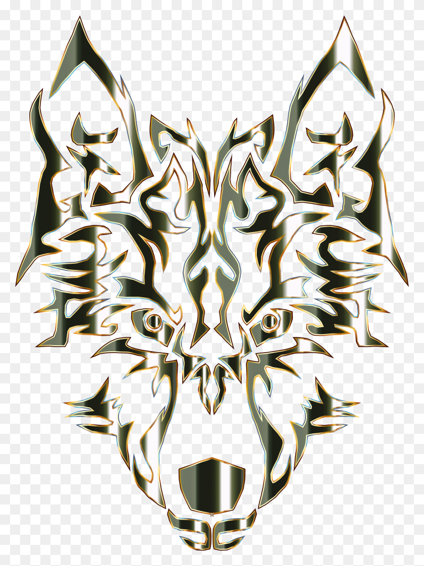 1710x2329 Polished Obsidian Symmetric Tribal Wolf No Background Icons Png - Wolf Logo PNG