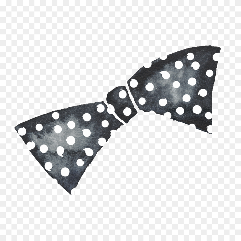 1024x1024 Polka Dot Bow Black And White Watercolor Fashion Transparent - Polka Dot Pattern PNG