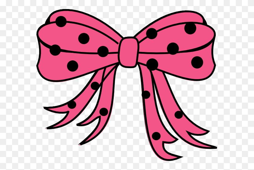 600x503 Polka Dots Bow Black Hot Pink Clip Art - Ribbon Clipart