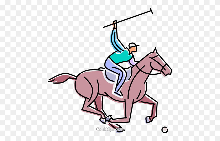 476x480 Polo Player About To Strike The Ball Royalty Free Vector Clip Art - Polo Clipart