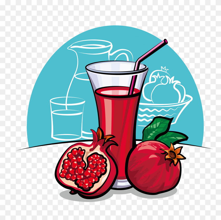 3333x3324 Pomegranate Juice Clip Art - Juice Clipart