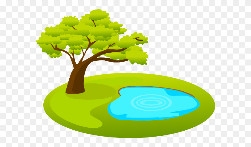 600x434 Pond With Tree Clip Art - Pond PNG