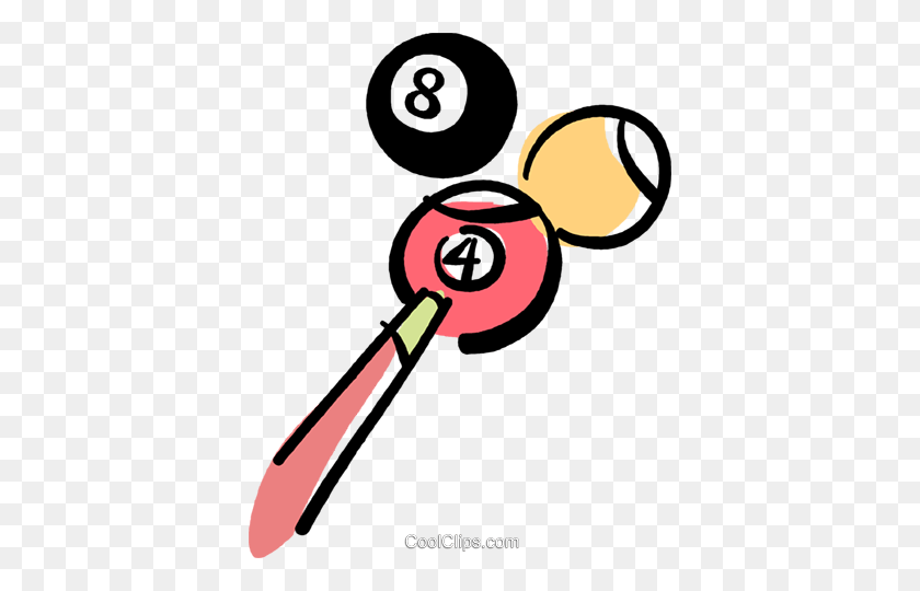 386x480 Pool Balls And Pool Cue Royalty Free Vector Clip Art Illustration - Pool Balls Clipart