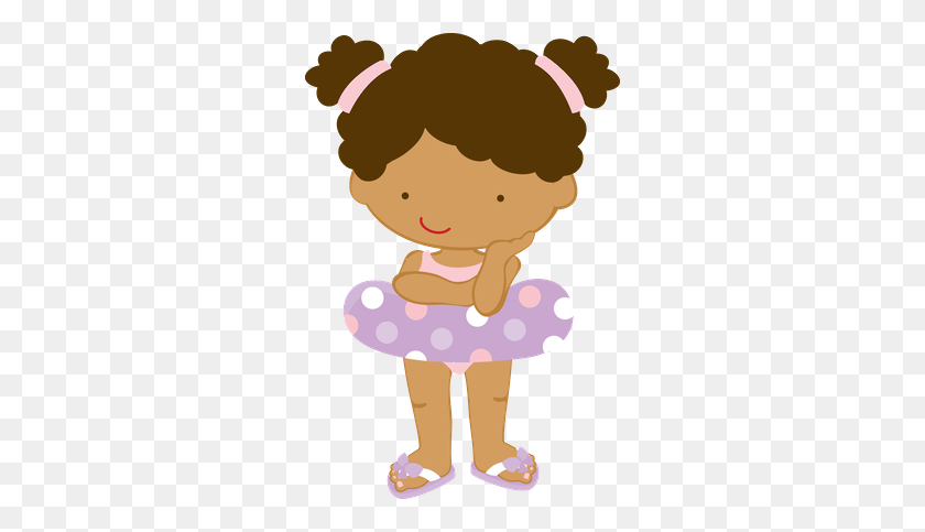 286x423 Pool Party - Black Girl Clipart