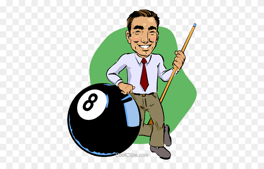 412x480 Pool Player With Eight Ball Royalty Free Vector Clip Art - Eight Ball Clipart